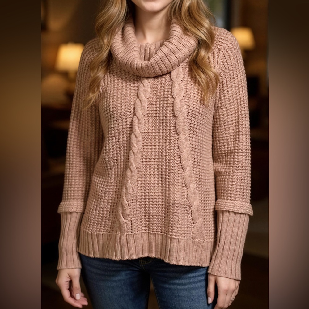 Ivanka Trump Blush Pink Long Sleeve Cowl Knitted Long Sweater Size Medium EUC